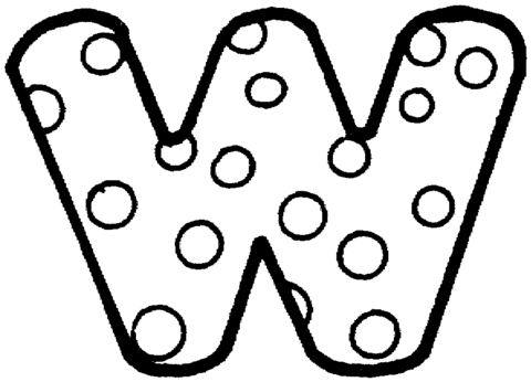 Letter W With Polka Dot Coloring Page